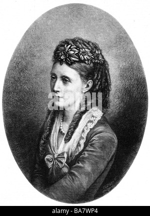 Olga, 11.9.1822 - 30.10.1892, Königin Consort Wuerttemberg 25.6.1864 - 16.10.1891, Porträt, Holzgravur, 2. Hälfte des 19. Jahrhunderts, Stockfoto