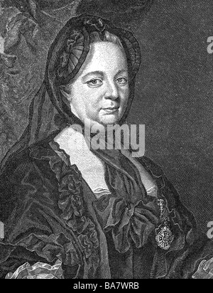Maria Theresia, 13.5.1717 - 29.11.1780, Heilig römischen Kaiserin 13.9.1745 - 18.8.1765, Porträt, 1770, Kupferstich von Jakob Schmuzer nach dem Lackieren von Du Greue, Artist's Urheberrecht nicht gelöscht werden Stockfoto