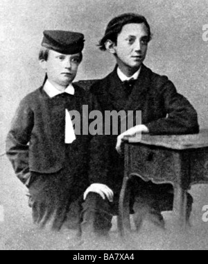 Fontane, Theodor, 30.12.1819 - 20.9.1898, deutscher Autor/Schriftsteller, Dichter, halbe Länge, mit seinem Bruder Friedrich, Stockfoto