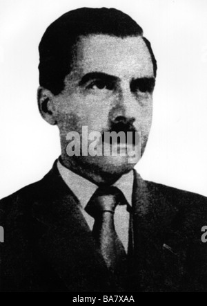 Mengele, Josef, 1911 - 7.2.1979, deutscher Arzt/Physiker im KZ Auschwitz 1943 - 1945, Porträt, Passfoto, ca. 1956, Stockfoto