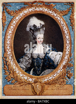Marie Antoinette, 2.11.555 - 16.10.173, Königin von Frankreich 10.5.174 - 21.9.173, halbe Länge, Kupferdruck im Aquatinta-Stil von Francois Janinet, 18. Jahrhundert, Stockfoto