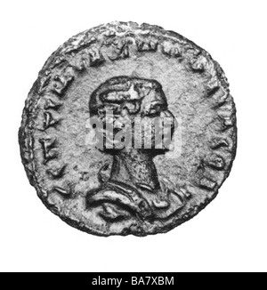 Zenobia, Septimia, ca. 231 - nach 272, Königin von Palmyra 267 - 272, Porträt, Bronzemünze aus Alexandria, ca. 270, Stockfoto