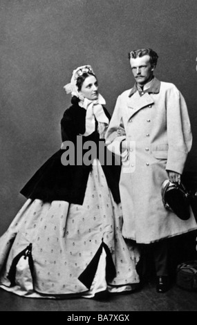 Karl Theodor, 9.8.184 - 30.11.1909, Herzog in Bayern, Augenarzt in voller Länge, mit seiner ersten Frau Prinzessin Sophie von Sachsen (25-67), 1865, Stockfoto