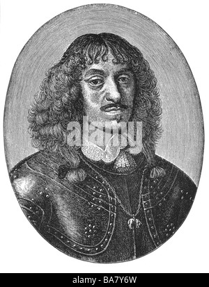 John II Casimir, 21.3.1609 - 16.12.1672, König von Polen 20.11.1648 - 16.09.1668, Porträt, oval, Kupferstich von Wilhelm Hondius nach zeitgenössischen Malerei von Daniel Schultz, 17. Jahrhundert, Artist's Urheberrecht nicht gelöscht werden Stockfoto