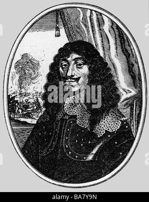 John II Casimir, 21.3.1609 - 16.12.1672, König von Polen 20.11.1648 - 16.09.1668, Porträt, oval, Kupferstich von B. Moncornet, 17. Jahrhundert, Jan II Kazimierz Waza, Vasa,, Artist's Urheberrecht nicht gelöscht werden Stockfoto