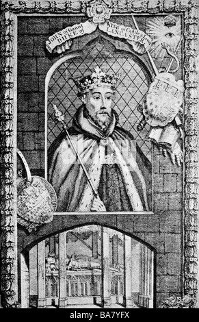 John von Gaunt, 6.3.1340 - 2.2.1399, Herzog von Lancaster seit 1362, halbe Länge, Kupferstich von Vertue, 18. Jahrhundert, Artist's Urheberrecht nicht gelöscht werden Stockfoto