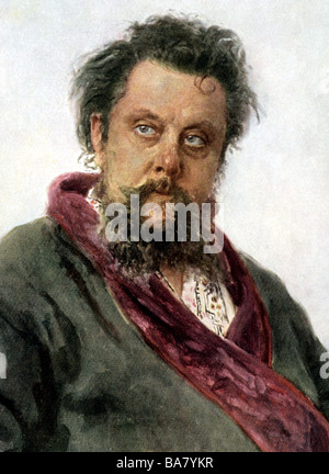 Mussorgsky, Modest Petrowitsch, 21.3.1839 - 28.3.1881, russischer Musiker (Komponist), Porträt, Gemälde von Ilja Repin, 1881 Stockfoto