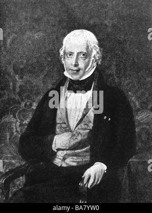 Rothschild, Amschel Mayer Baron von, 12.6.703 - 6.12.1855, deutscher Bankier (Sohn von Mayer Amschel), halb so lang, nach einem anonymen Gemälde, Stockfoto