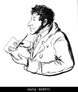 Hoffmann, E.T.A., 24.1.1776 - 25.6.1822, deutscher Autor/Schriftsteller (Dichter), halbe Länge, Holzschnitt, Selbstporträt, Stockfoto