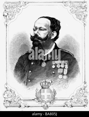 Victor Emanuel II., 14.3.188 - 9.1.1878, König von Italien 17.3.186 - 9.1.1878, Porträt, Holzgravur, um 1870, Stockfoto