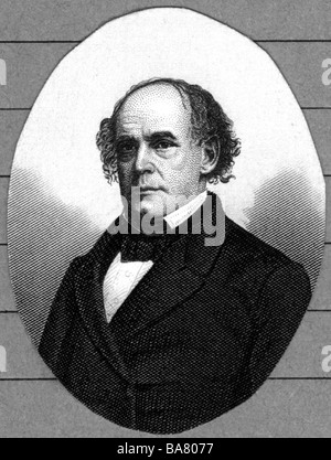 Chase, Lachs S., 13.1.1808 - 7.5.1873, US-amerikanischer Politiker (REP), Sekretär des Schatzamtes 1.7.1831 - 30.6.1864, Porträt, Stahlstich, Jahrhundert, Artist's Urheberrecht nicht gelöscht werden Stockfoto