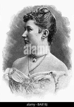 Augusta Victoria, 22.10.1858 - 11.4.1921, deutsche Kaiserin 15.6.1888-9.11.1918, Porträt, Holzgravur, ca. 1890, Stockfoto