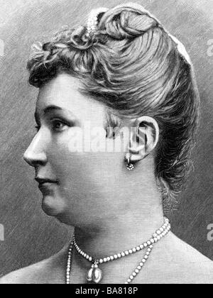 Augusta Victoria, 22.10.1858 - 11.4.1921, deutsche Kaiserin 15.6.1888-9.11.1918, Porträt, Holzgravur, ca. 1890, Stockfoto