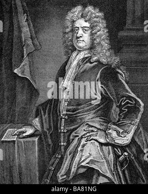 Russell, Edward, 1. Earl of Orford, 1653 - 26.11.1727, britischer Politiker, Kupferstich von George Vertue, 18. Jahrhundert,, Artist's Urheberrecht nicht gelöscht werden Stockfoto