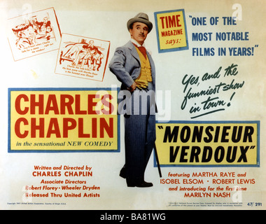 MONSIEUR VERDOUX Plakat für 1947 Film mit Charles Chaplin Stockfoto