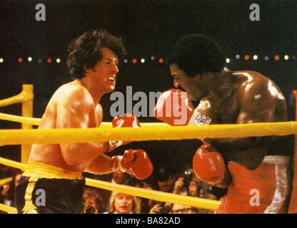 ROCKY II - 1979 UA Film mit Sylvester Stallone auf der linken Seite und Carl Weathers Stockfoto