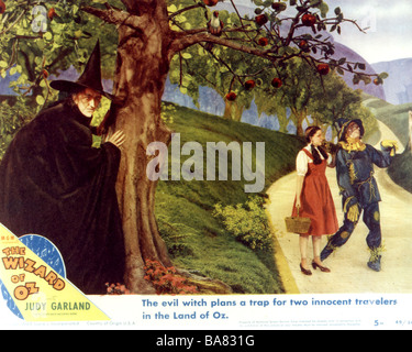 DER Zauberer von OZ 1939 MGM Film musikalische. Aus l: Margaret Hamilton (böse Hexe), Judy Garland (Dorothy) Ray Bolger (Vogelscheuche) Stockfoto