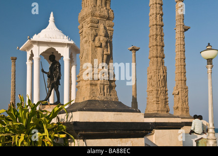 Gandhi Memorial Statue Goubert Avenue Beach Road Pondicherry Tamil Nadu, Indien Stockfoto