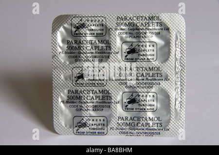 Eine Blisterpackung Paracetamol Tabletten Stockfoto