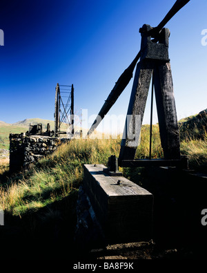 Reste von Cwm Ciprwth Mine, Cwm Wimpel.  Snowdonia-Nationalpark.  Wales Stockfoto