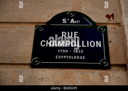 Rue Champollion, Paris Stockfoto