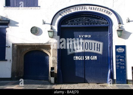 Plymouth Gin Brennerei Eingang, Barbican, Plymouth, Devon, UK Stockfoto