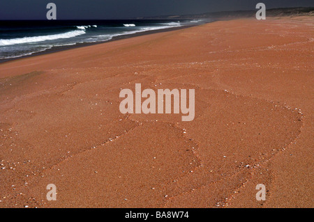 Portugal, Alentejo: Sand Formationen am Strand Praia de Melides Stockfoto