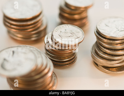 Nahaufnahme von Stapel von Münzen Stockfoto