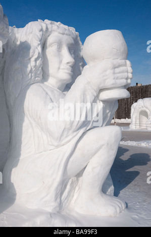 Schnee-Skulpturen beim Festival du Voyageur Winterfestival 2009 in St Bonifatius Winnipeg Manitoba Kanada Stockfoto