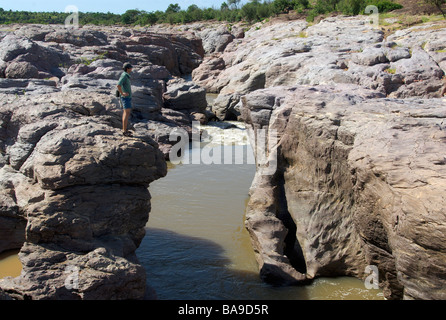 Samalema Schlucht Gonarezhou Nationalpark Simbabwe Mwenezi Basalt Flusserosion Stockfoto