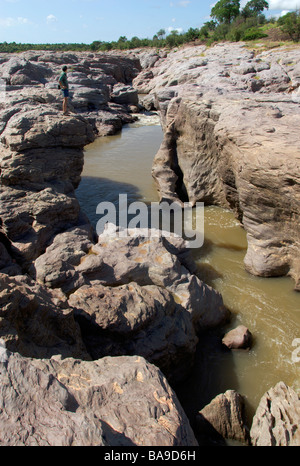 Samalema Schlucht Gonarezhou Nationalpark Simbabwe Mwenezi Basalt Flusserosion Stockfoto