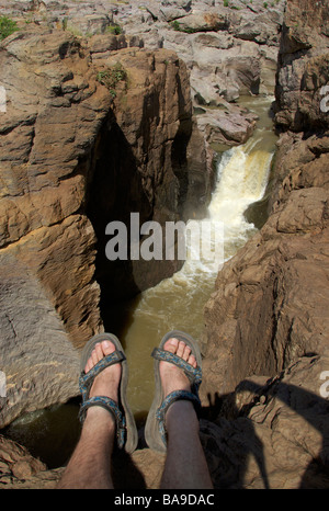 Samalema Gorge Gonarezhou Nationalpark Simbabwe Mwenezi River Geologie Erosion Fluss Aktion bassalt Stockfoto