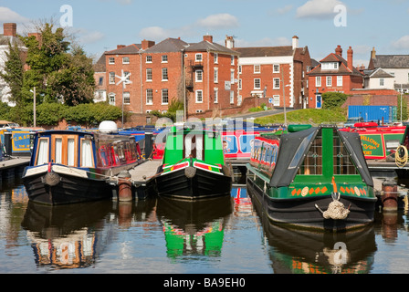 "Narrow Boats" vor Anker "Stourport Opale Stockfoto