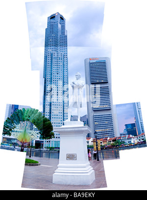 Singapur, Singapur Riverwalk, Raffles Statue. Stockfoto