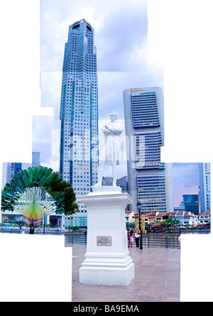 Singapur, Singapur Riverwalk, Raffles Statue. Stockfoto