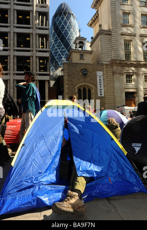 G20-Klima camp Bischöfe Gate City of London Stockfoto