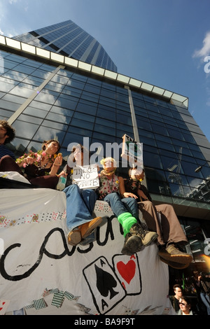 G20-Klima camp Bischöfe Gate City of London Stockfoto