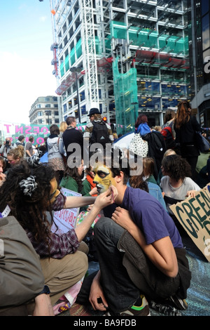 G20-Klima camp Bischöfe Gate City of London Stockfoto