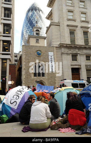 G20-Klima camp Bischöfe Gate City of London Stockfoto