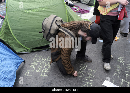 G20-Klima camp Bischöfe Gate City of London Stockfoto