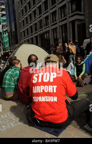 G20-Klima-Camp-Stadt von London Stockfoto