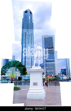 Singapur, Singapur Riverwalk, Raffles Statue. Stockfoto