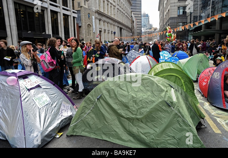 G20-Klima camp Protest Bischöfe Gate London Stockfoto