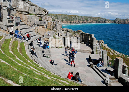 Schauspieler Proben im Minack Theatre, Porthcurno, Cornwall, uk Stockfoto