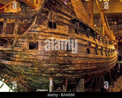 Der berühmte schwedische Galeone Vasa, segelte zuerst im Jahre 1628. Auf seiner Jungfernfahrt sank sie durch ihre Höhe und Mangel an Ballast. Stockfoto