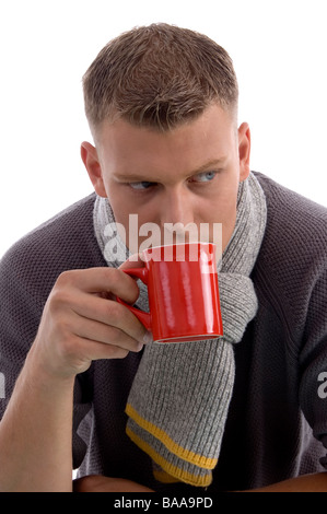 hübscher junger Mann, Kaffee trinken Stockfoto