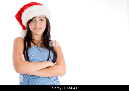 Mädchen mit Weihnachtsmütze Stockfoto