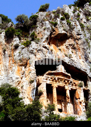 Alten Felsengräber in Kaunas, Dalyan, Türkei Stockfoto