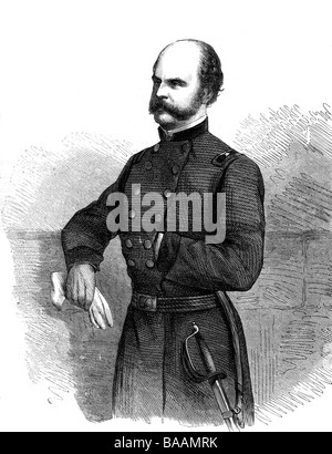 Burnside, Ambrose E., 23.5.188 - 13.9.1881, amerikanischer General und Politiker, halbe Länge, Holzgravur, 19. Jahrhundert, Stockfoto