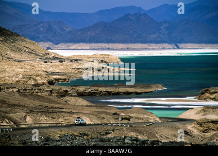 Lac Assal (155 m unter dem Meeresspiegel) ist im Afardreieck entfernt und ist der tiefste Punkt in Afrika Dschibuti East Africa Stockfoto